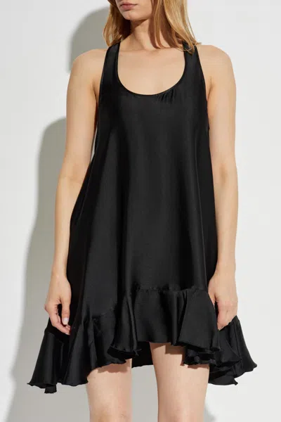 Anine Bing Fluid A-line Mini Dress In Lightweight Charmeuse In Black