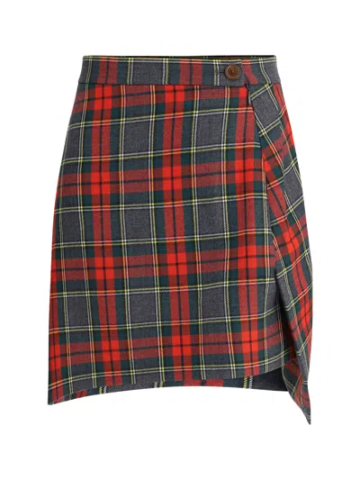 Vivienne Westwood Wool Mini Skirt With Tartan Pattern In Red