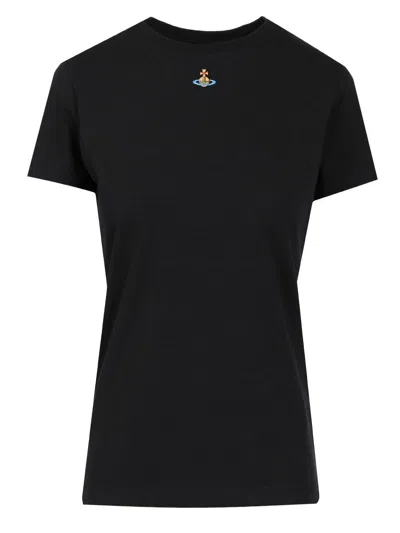 Vivienne Westwood Orb Logo-embroidered T-shirt In Black