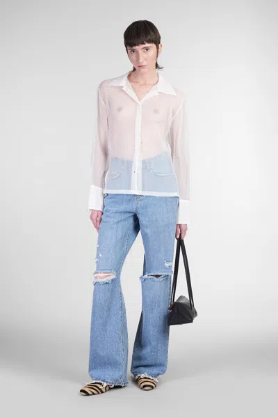 Séfr Willow Shirt Shirt In Beige Polyester In White