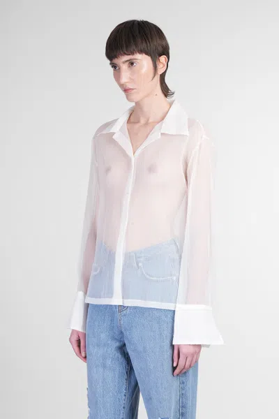 Séfr Willow Shirt Shirt In Beige Polyester In White