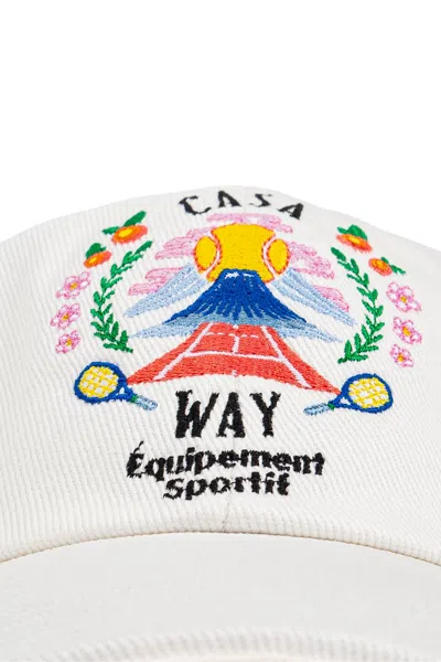 Casablanca Mens Casa Way Mountain Embroidered Cotton Baseball Cap In White