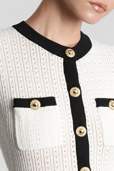 Self-portrait White Midi Dress In Pointelle Knit Self Portrait In White