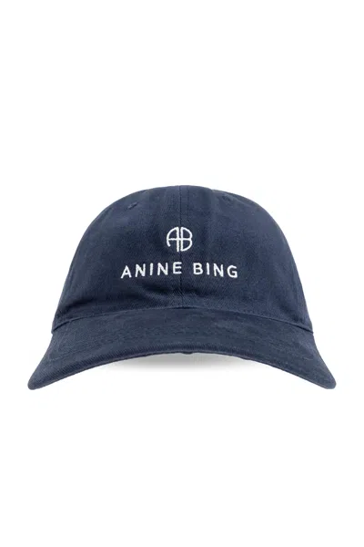 Anine Bing Womens Washed Navy Jeremy Cotton Baseball Cap In Blue