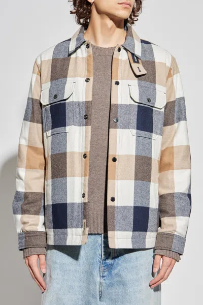Woolrich Checked Wool Blend Shirt Jacket With Chest Pockets In Multi