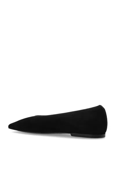 Totême 10mm Minimalist Velvet Ballerina Flats In Black
