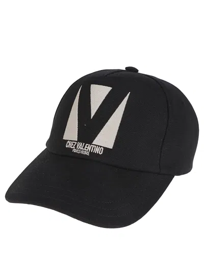 Valentino Garavani Cotton Baseball Cap With Embroidery And Curved Brim In Black
