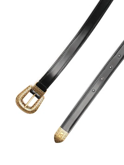 Valentino Garavani Black Vlogo Signature Brushed Calfskin Belt