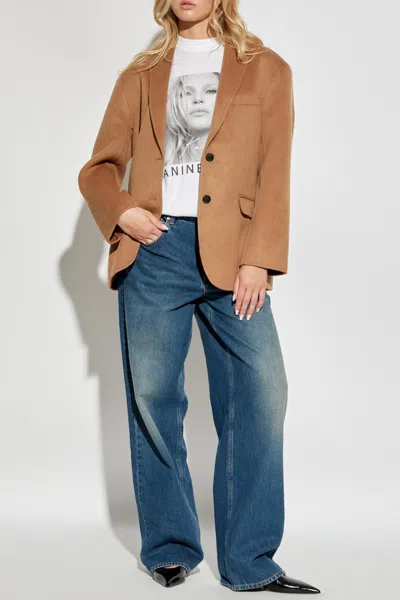 Anine Bing Oversized Wool-cashmere Blend Blazer In Brown