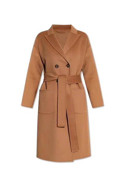 Anine Bing Womens Brown Dylan Double-breasted Relaxed-fit Wool And Cashmere Coat