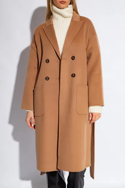 Anine Bing Womens Brown Dylan Double-breasted Relaxed-fit Wool And Cashmere Coat