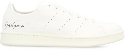 Y-3 White Leather Sneakers With Rounded Toe And Lace-up Closure