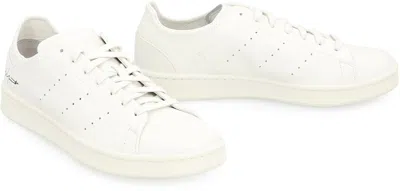 Y-3 White Leather Sneakers With Rounded Toe And Lace-up Closure
