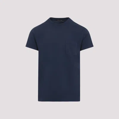 Tom Ford Indigo Blue Cotton T-shirt With Chest Pocket And Crew Neck