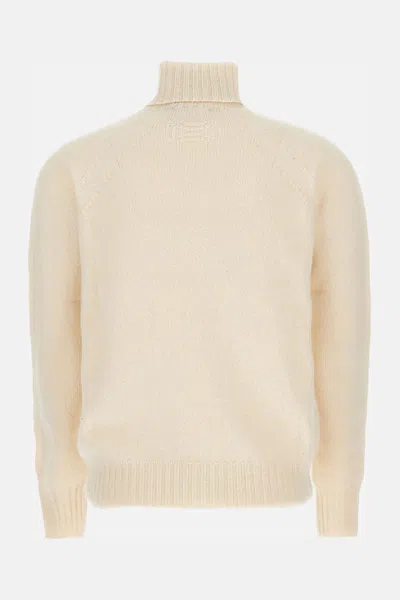 Drumohr White Wool Turtleneck In Brown