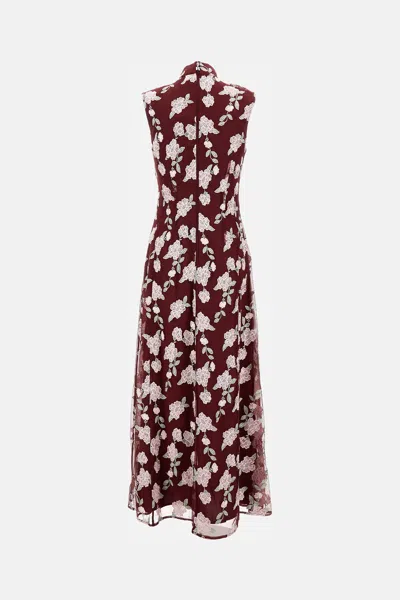 Rotate Birger Christensen Womens Asyna Floral-embroidered Mesh Maxi Dress Zinfandel In Multi