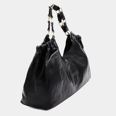 Anine Bing Chain Strap Ruched Detailing Soft Texture Tote In Black