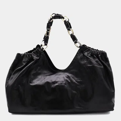 Anine Bing Chain Strap Ruched Detailing Soft Texture Tote In Black