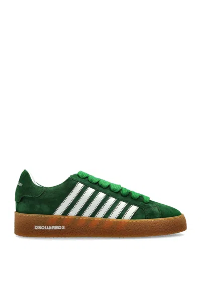 Dsquared2 Textured Green Sneakers With Retro Patch And Chunky Sole In Green
