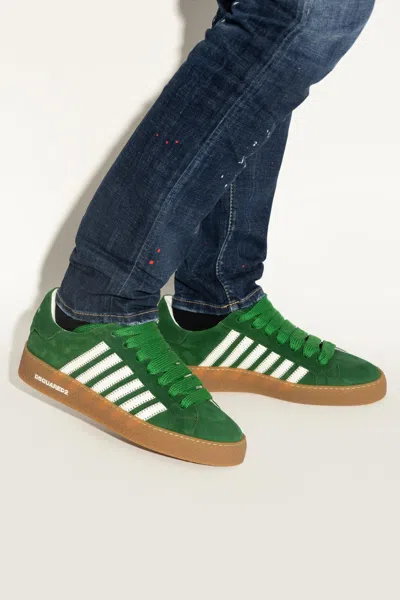 Dsquared2 Textured Green Sneakers With Retro Patch And Chunky Sole In Green