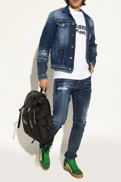 Dsquared2 Textured Green Sneakers With Retro Patch And Chunky Sole In Green