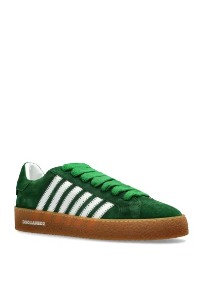 Dsquared2 Textured Green Sneakers With Retro Patch And Chunky Sole In Green