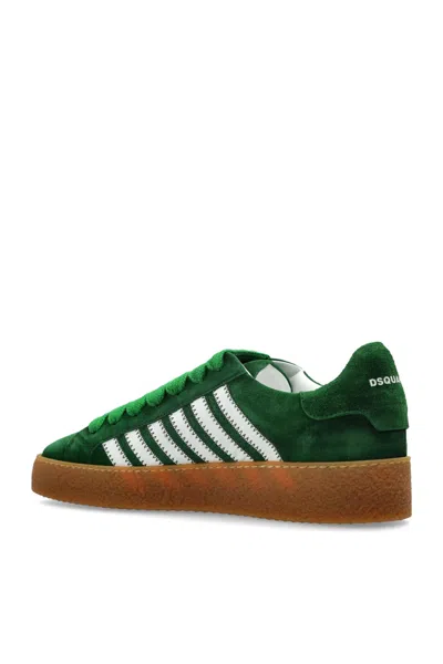 Dsquared2 Textured Green Sneakers With Retro Patch And Chunky Sole In Green