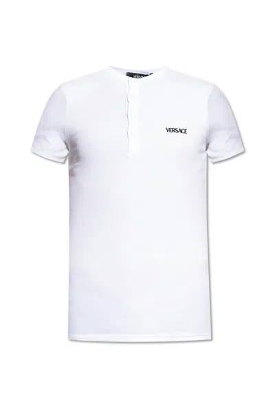 Versace Embroidered Logo Under Shirt In White