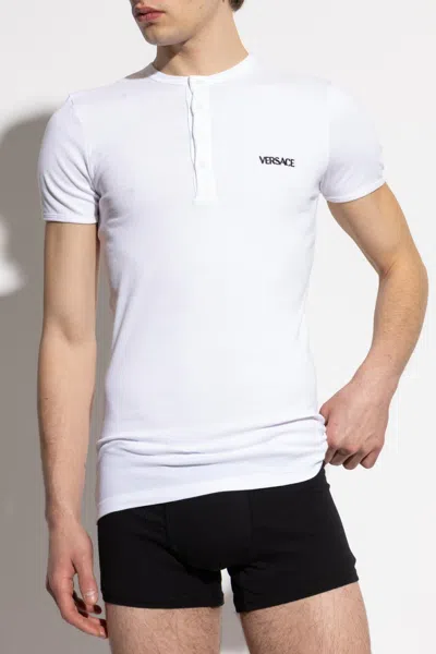 Versace Embroidered Logo Under Shirt In White