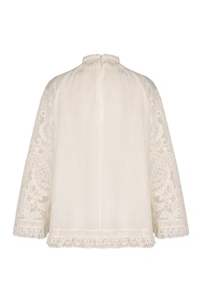 Zimmermann White Lace Shirt In White