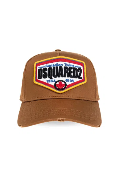 Dsquared2 Brown Cap With Embroidered Logo Patch In Brown