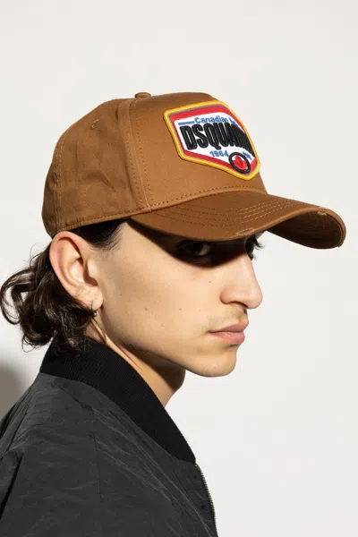 Dsquared2 Brown Cap With Embroidered Logo Patch In Brown