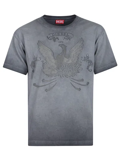Diesel T-shirt With Phoenix Devoré In Gray