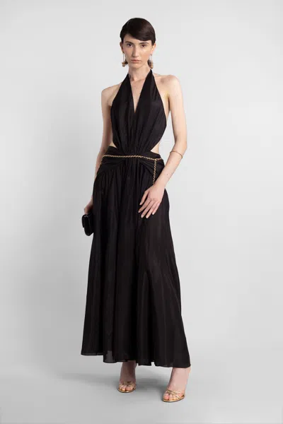 Zimmermann Rhiannon Plunge Halter Maxi Black In Black