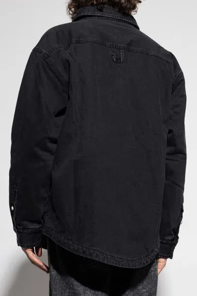 Jacquemus Virgin Wool Long-sleeve Shirt With Embroidered Logo In Black