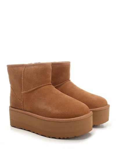 Ugg Beige Suede Ankle Boots In Brown