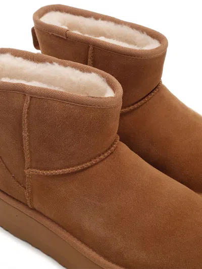 Ugg Beige Suede Ankle Boots In Brown
