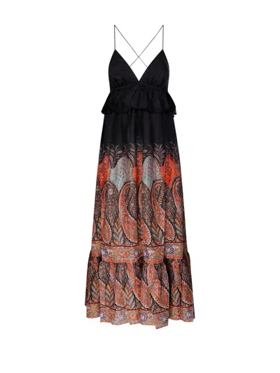 Zimmermann Rhiannon Ruffled Paisley-print Silk Midi Dress In Black Paisley