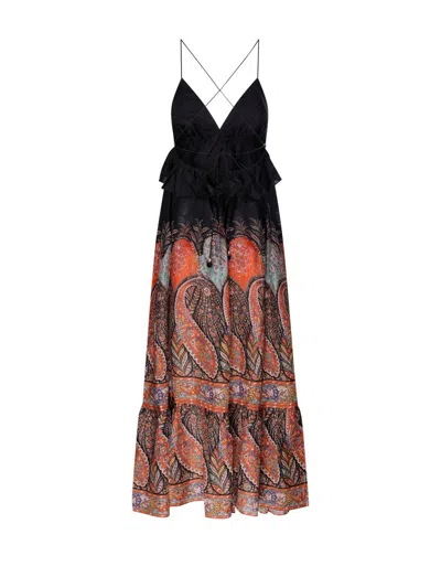 Zimmermann Rhiannon Ruffled Paisley-print Silk Midi Dress In Black Paisley