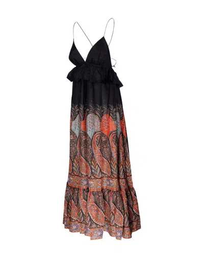 Zimmermann Rhiannon Ruffled Paisley-print Silk Midi Dress In Black Paisley