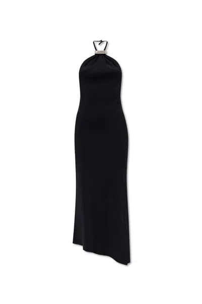 Attico Black Halterneck Midi Dress In Black