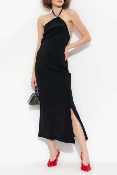 Attico Black Halterneck Midi Dress In Black