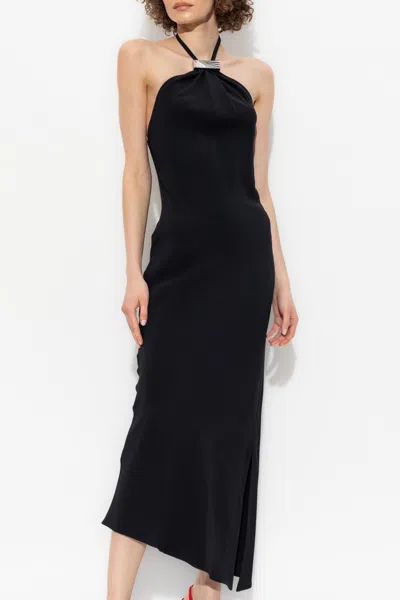 Attico Black Halterneck Midi Dress In Black