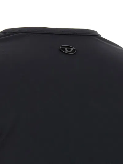 Diesel Nylon T-shirt With Tulle Insert In Black