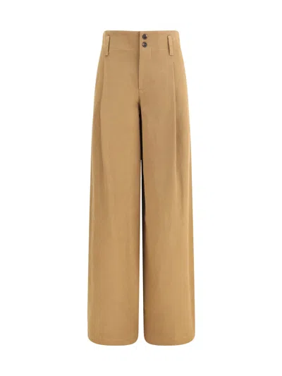 Chloé Cotton Canvas Wide Pants In Neutral