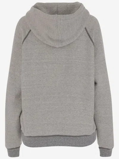 Chloé Cotton Blend Logo Hoodie In Gray