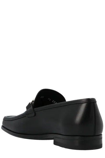 Ferragamo Brown Loafers With Metallic Gancini Detail On The Front In Leather Man