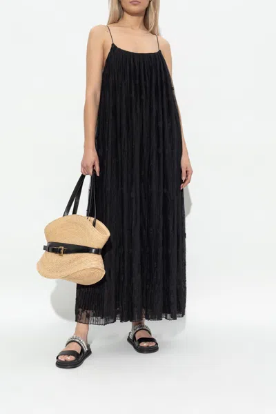 Jimmy Choo Crystal Embellished Leather Flat Sandals In Black