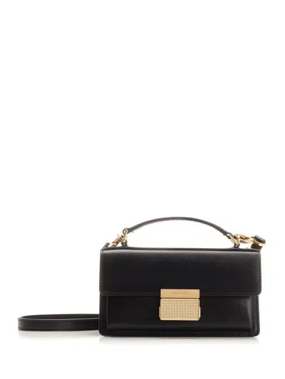 Golden Goose Venice Small Bag In Black Palmellate Leather And Gold Details In Black