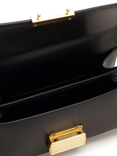 Golden Goose Venice Small Bag In Black Palmellate Leather And Gold Details In Black